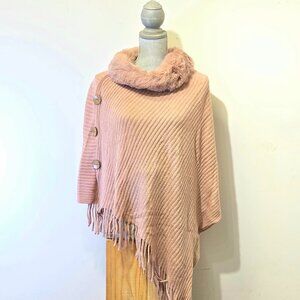 💖💖 Faux Fur Poncho Dusty Pink